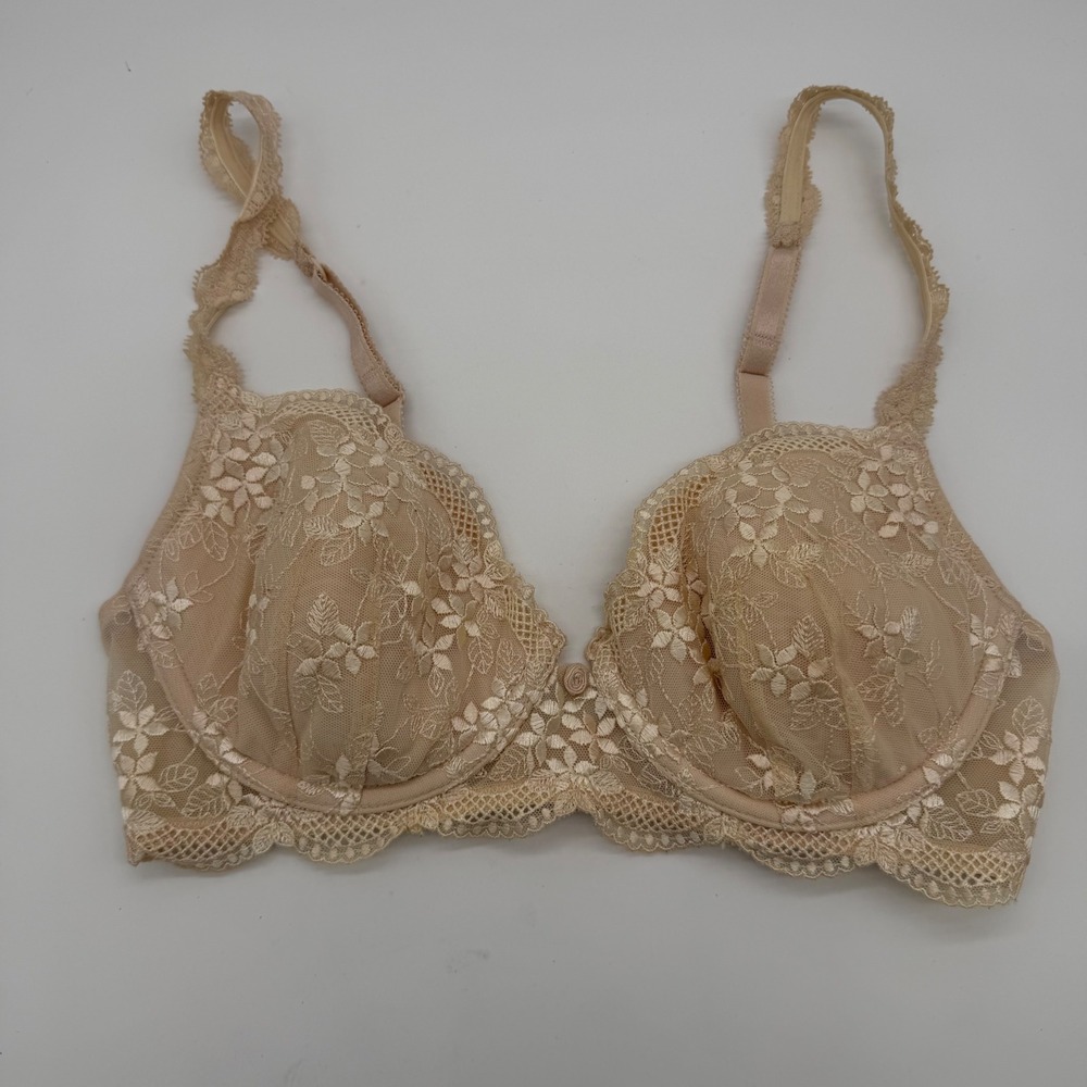 Eileen West Nude Floral Lace Underwire Bra 32D Style 14703 Feminine‎
